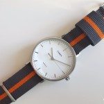 Timex Weekender Fairfield on a Barton Grey & Orange Strap