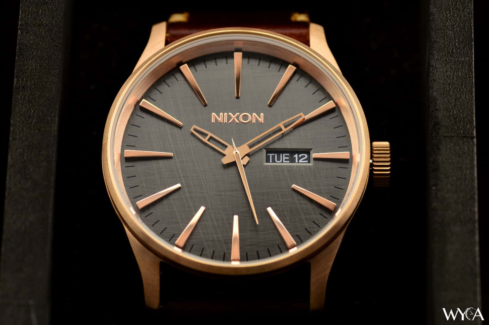 Nixon Sentry Leather A105 - Rose Gold & Brown