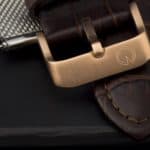 Eldon engraved clasp on brown leather strap