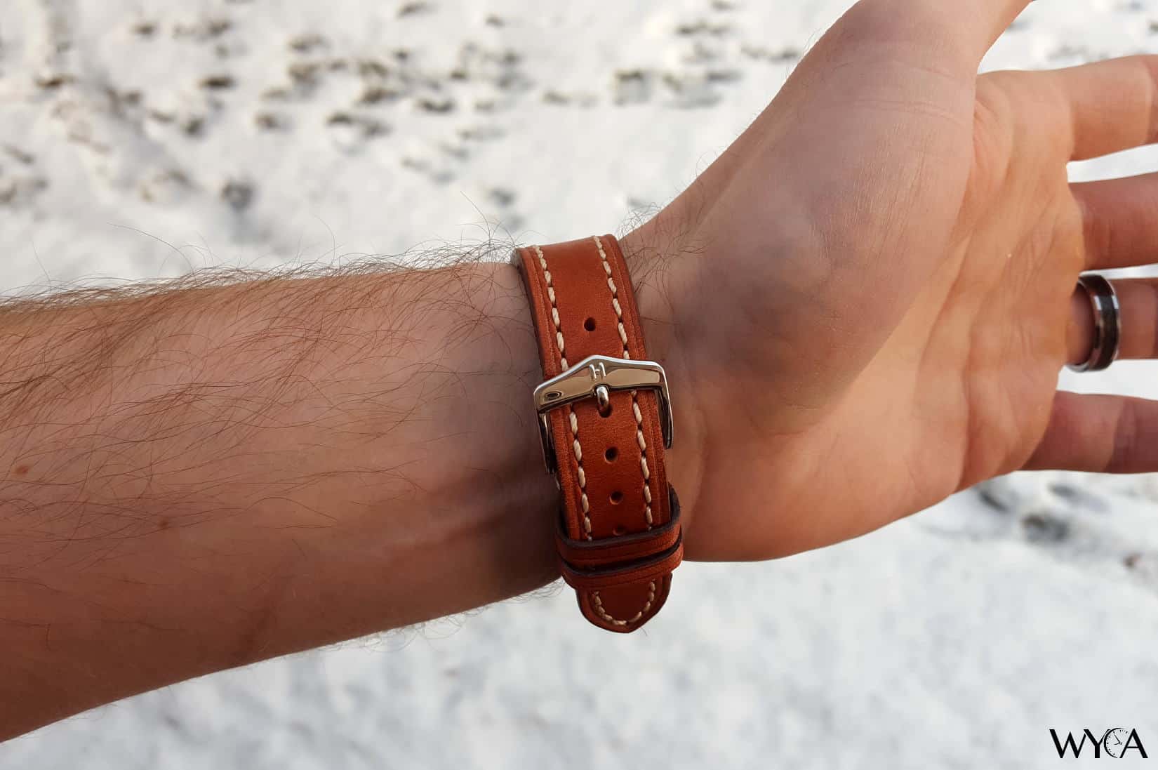 Hirsch Liberty Clasp on Seiko Alpinist- Wrist Shot